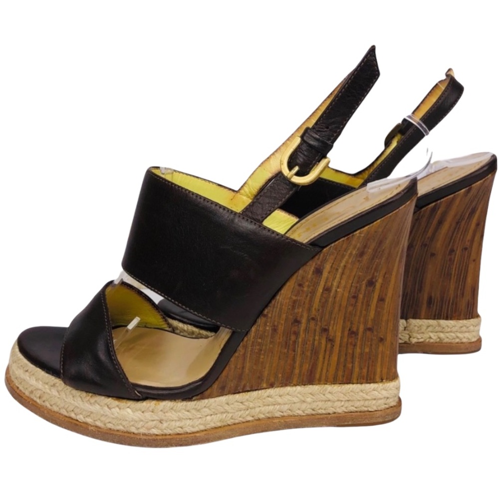 POLLINI heels Italian Wooden Espadrille Wedge 37.5